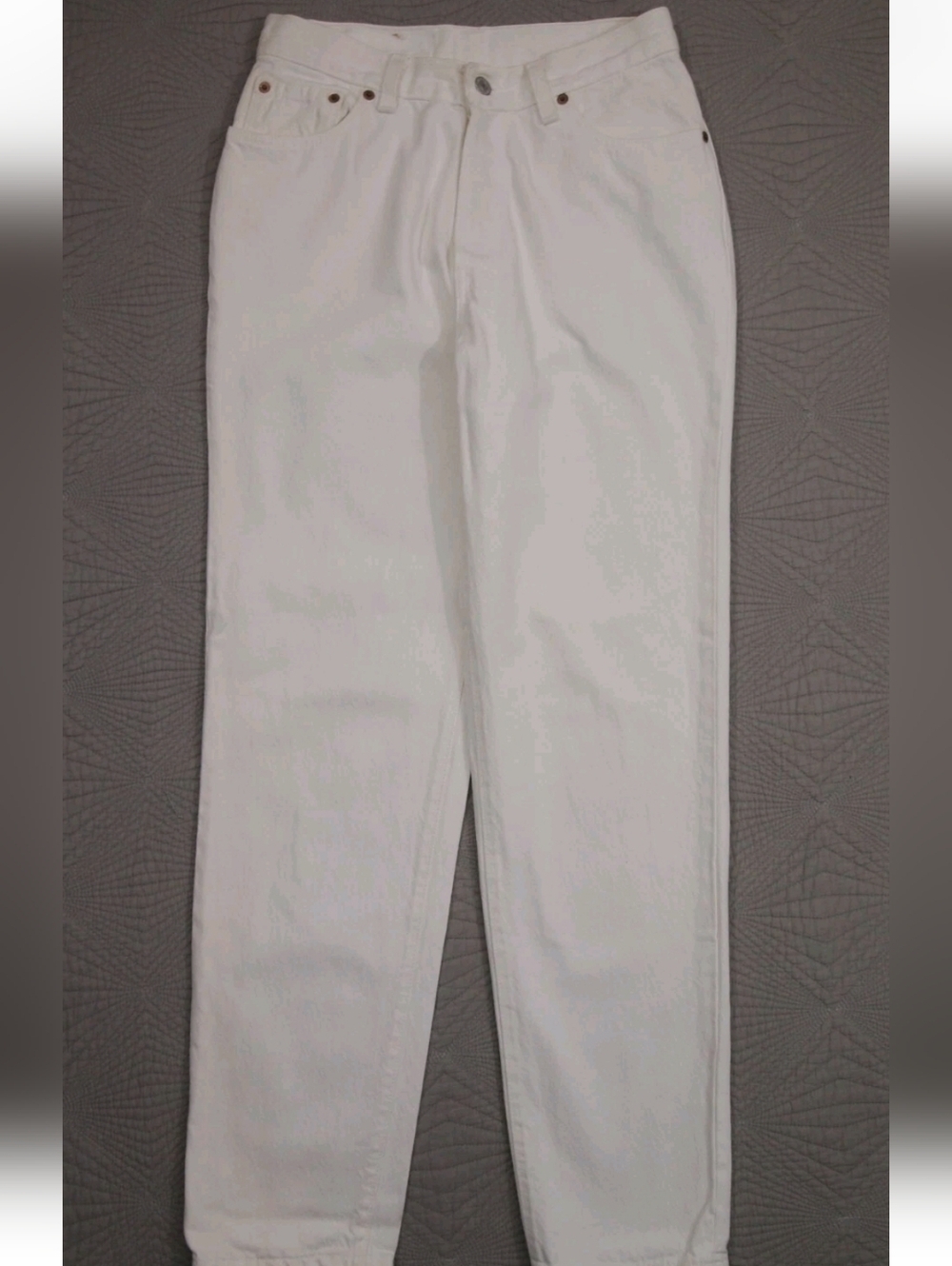 Levi's 501 Vintage 90's White Denim Jeans with Leather Patch Button Fly